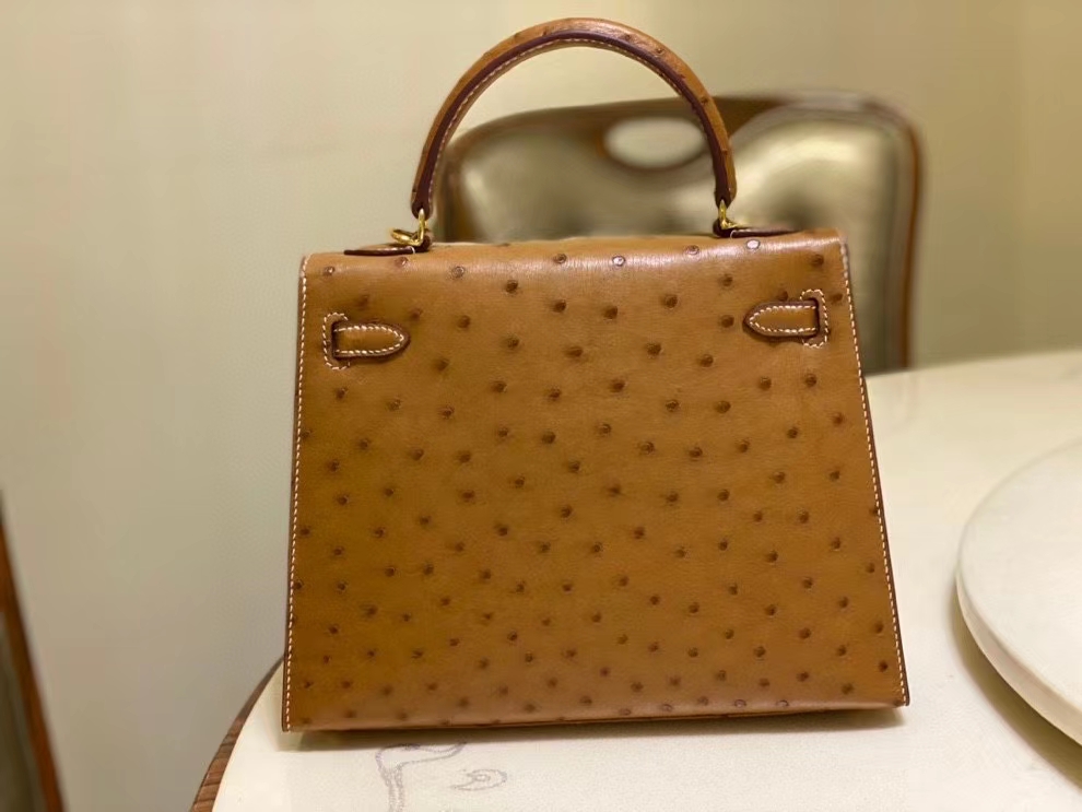 Túi xách Hermes Kelly da đà điểu may tay 100%