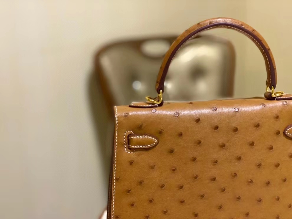 Túi xách Hermes Kelly da đà điểu may tay 100%