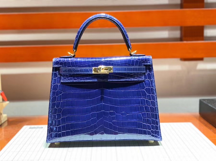 Túi  xách Hermes Kelly da cá sấu may tay 100%