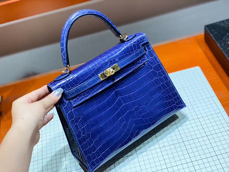 Túi  xách Hermes Kelly da cá sấu may tay 100%