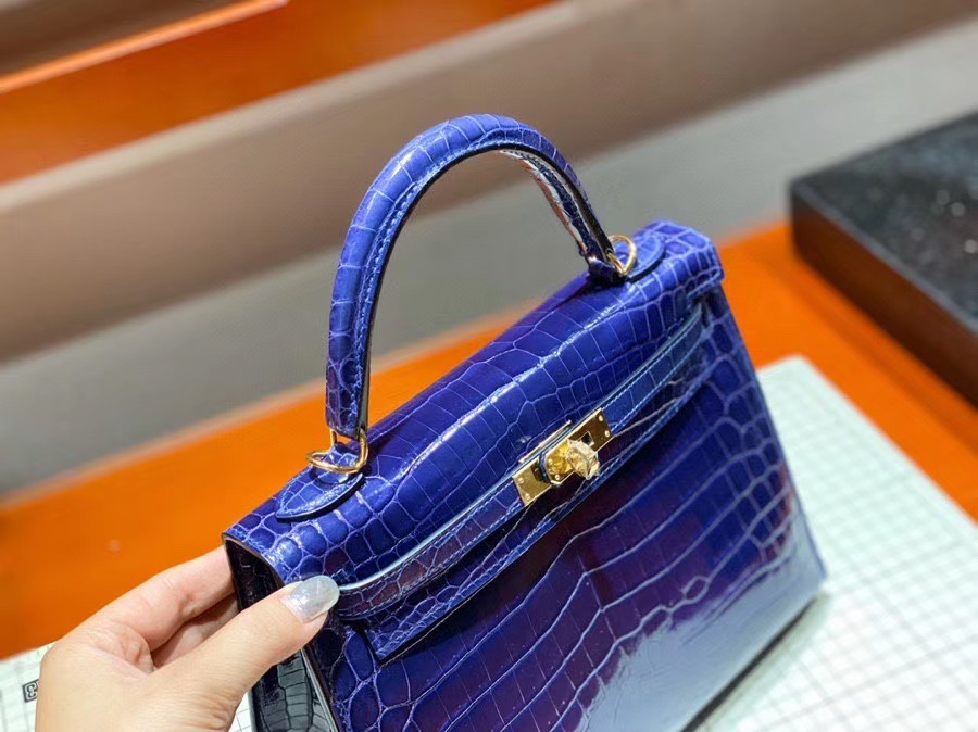 Túi  xách Hermes Kelly da cá sấu may tay 100%