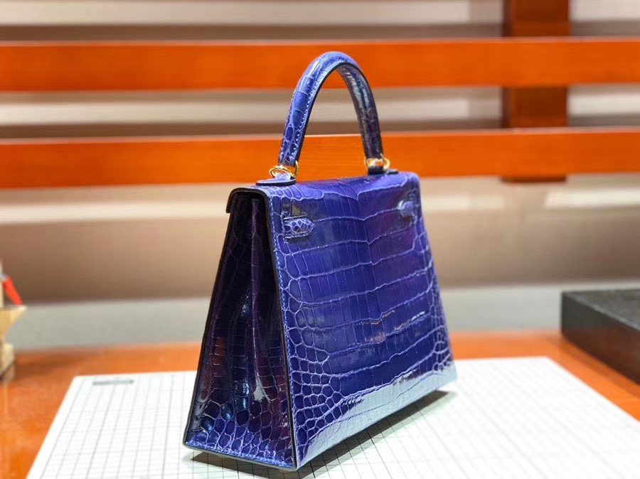 Túi  xách Hermes Kelly da cá sấu may tay 100%