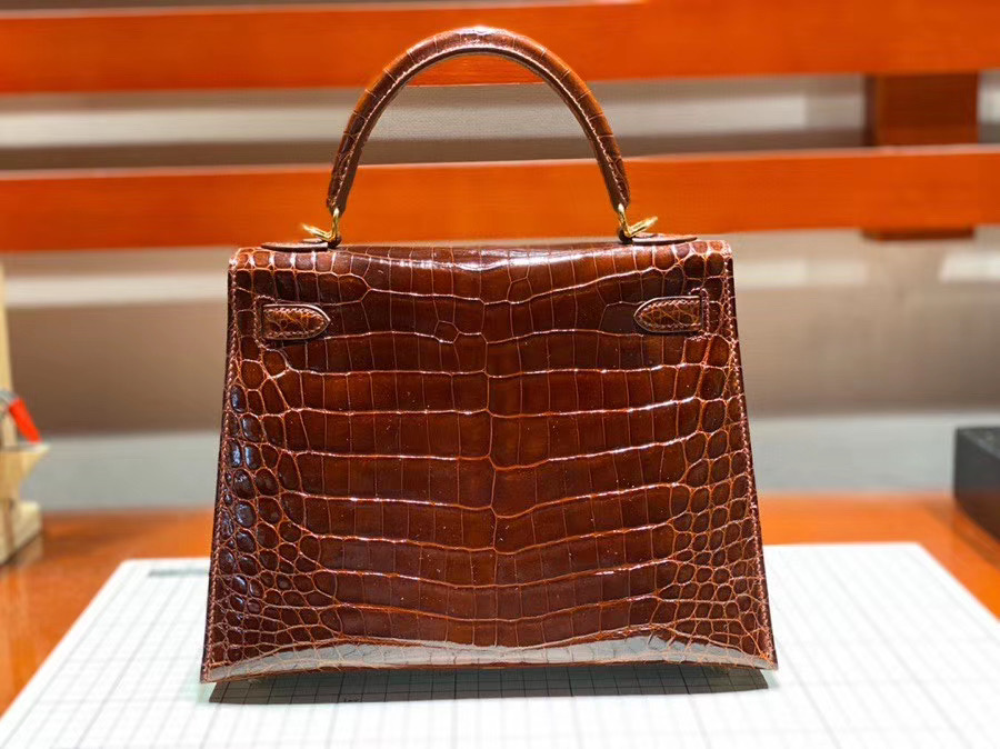 Túi  xách Hermes Kelly da cá sấu may tay 100%