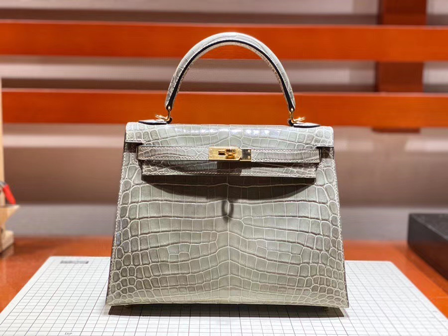 Túi  xách Hermes Kelly da cá sấu may tay 100%