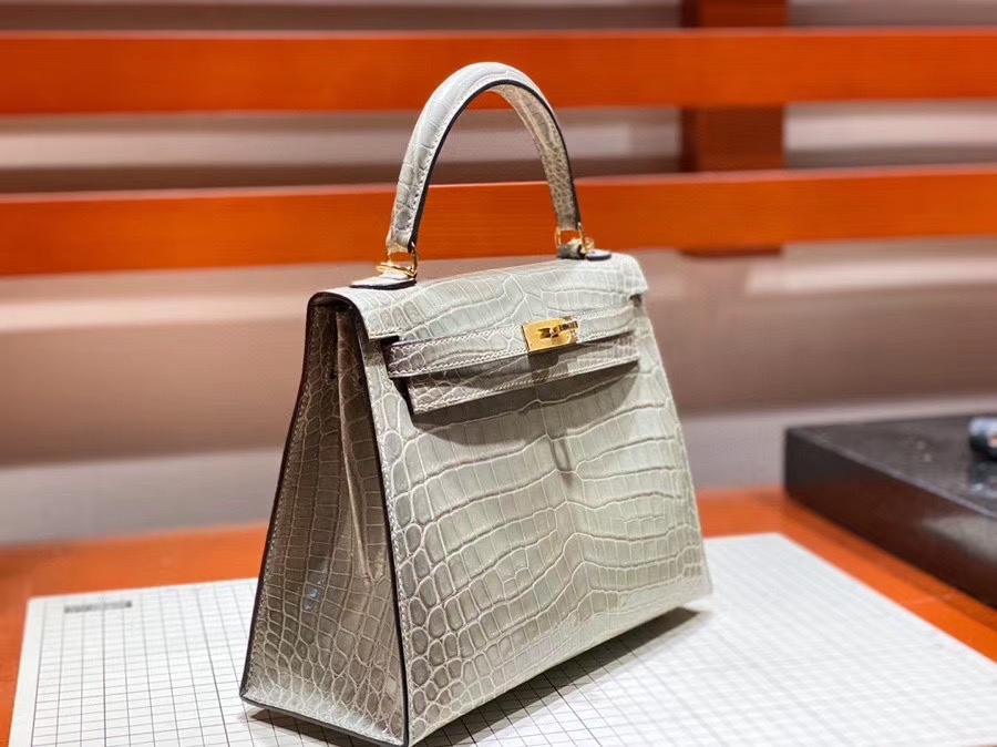 Túi  xách Hermes Kelly da cá sấu may tay 100%