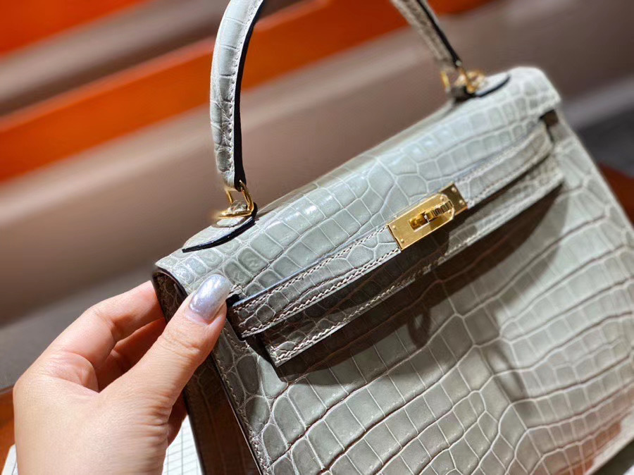 Túi  xách Hermes Kelly da cá sấu may tay 100%