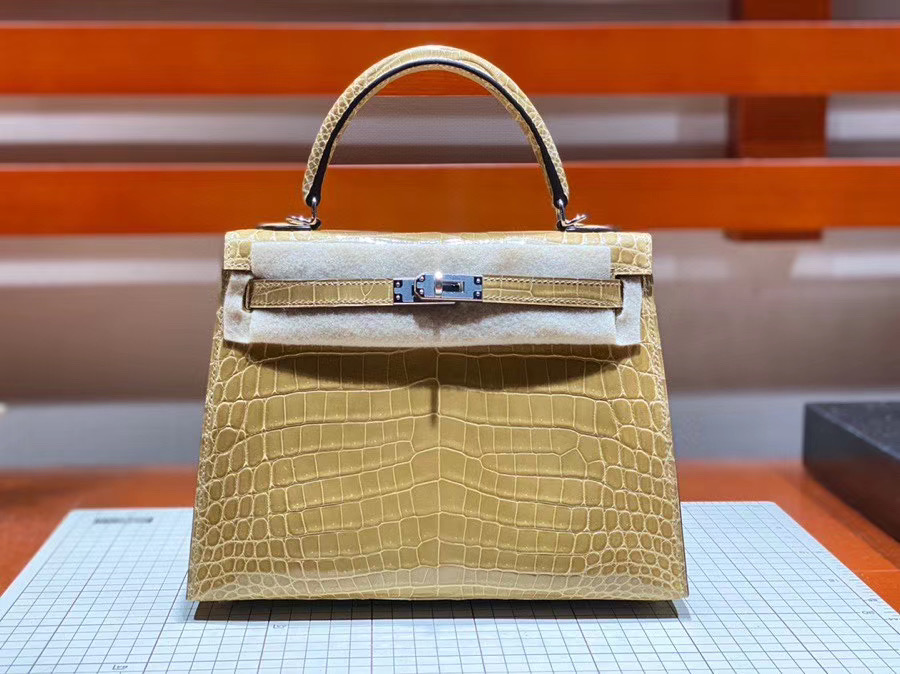 Túi  xách Hermes Kelly da cá sấu may tay 100%