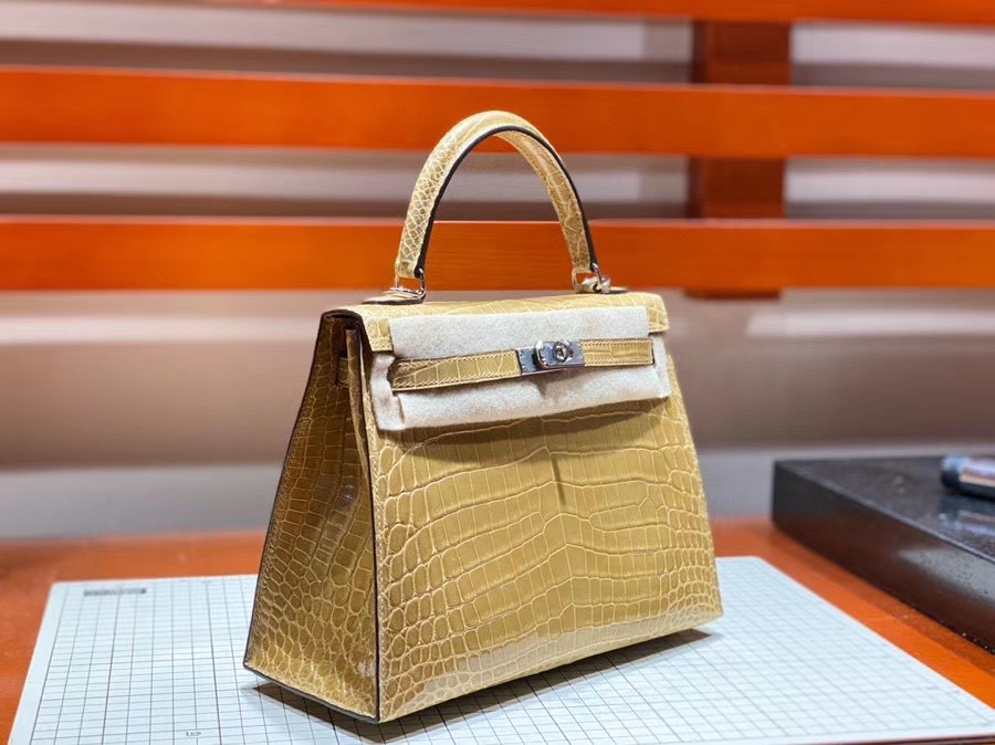 Túi  xách Hermes Kelly da cá sấu may tay 100%