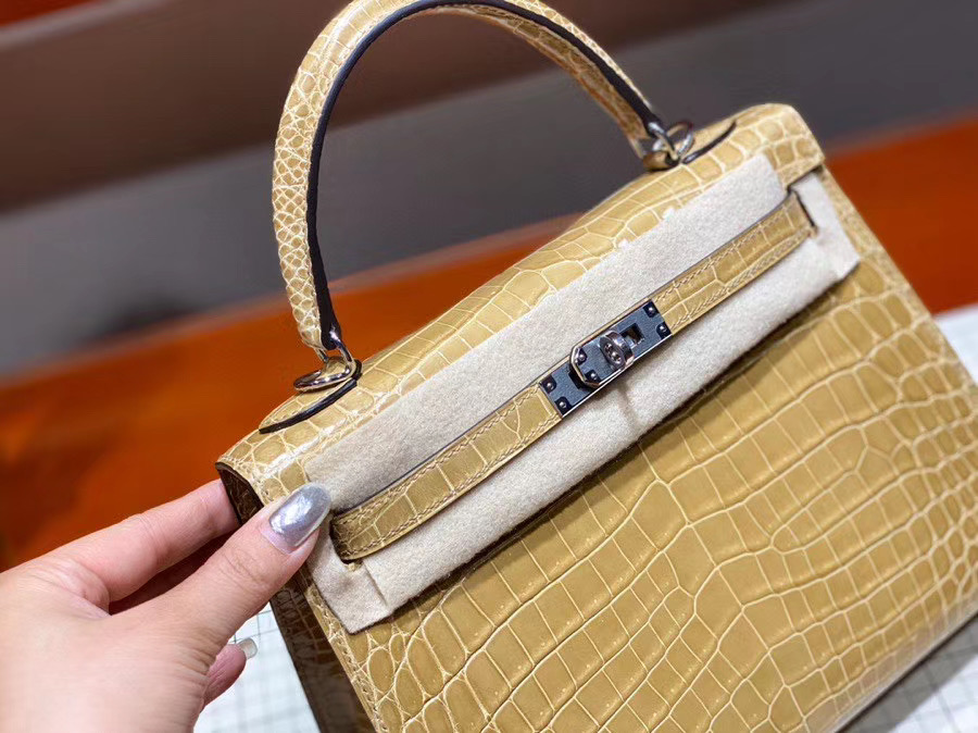 Túi  xách Hermes Kelly da cá sấu may tay 100%