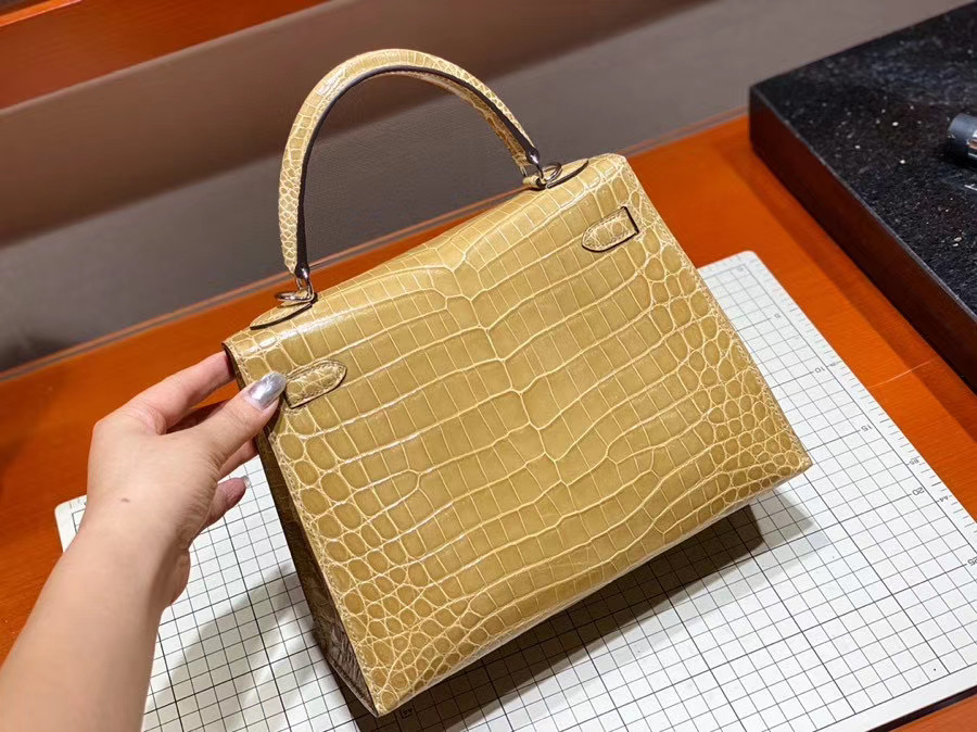 Túi  xách Hermes Kelly da cá sấu may tay 100%