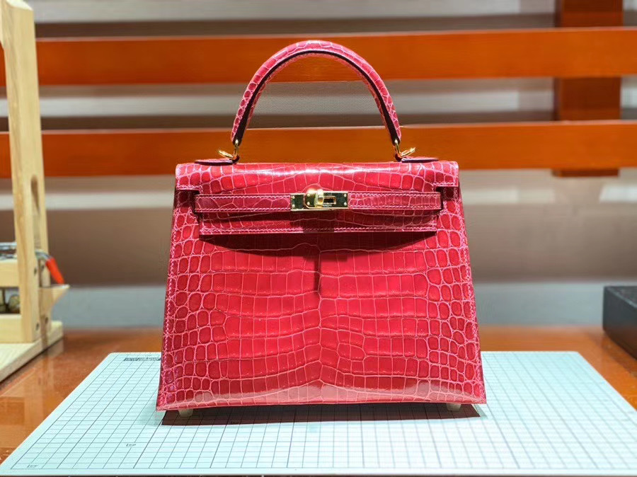 Túi  xách Hermes Kelly da cá sấu may tay 100%