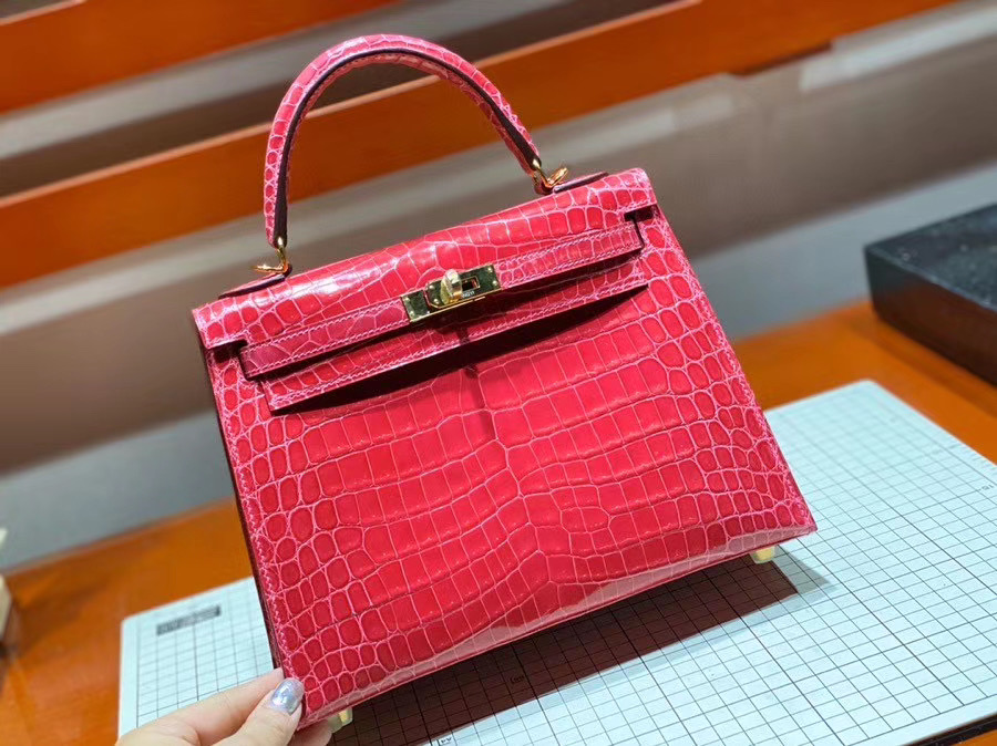 Túi  xách Hermes Kelly da cá sấu may tay 100%