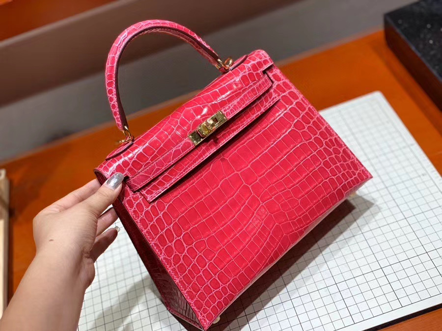 Túi  xách Hermes Kelly da cá sấu may tay 100%