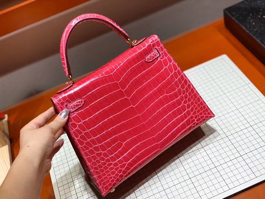 Túi  xách Hermes Kelly da cá sấu may tay 100%