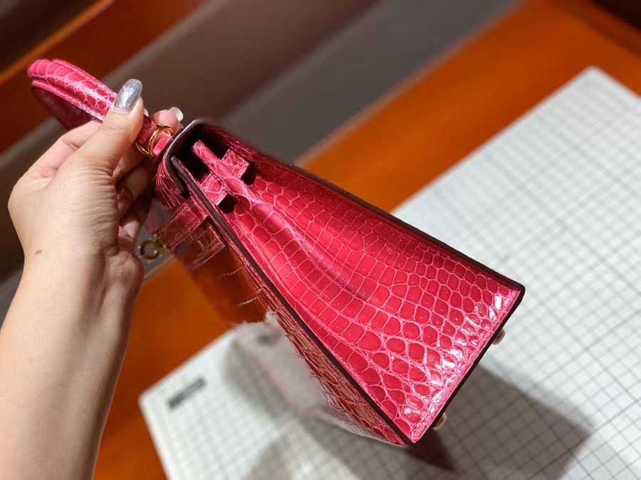 Túi  xách Hermes Kelly da cá sấu may tay 100%