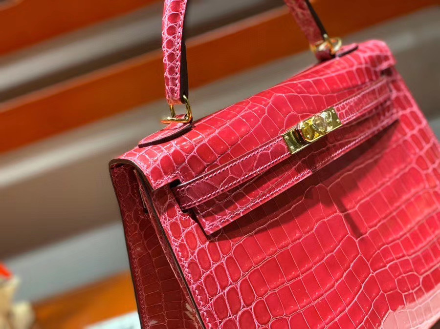 Túi  xách Hermes Kelly da cá sấu may tay 100%