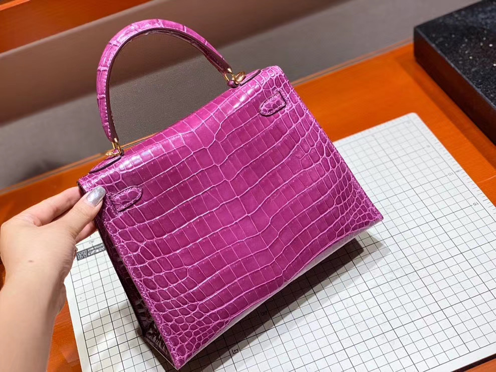 Túi  xách Hermes Kelly da cá sấu may tay 100%