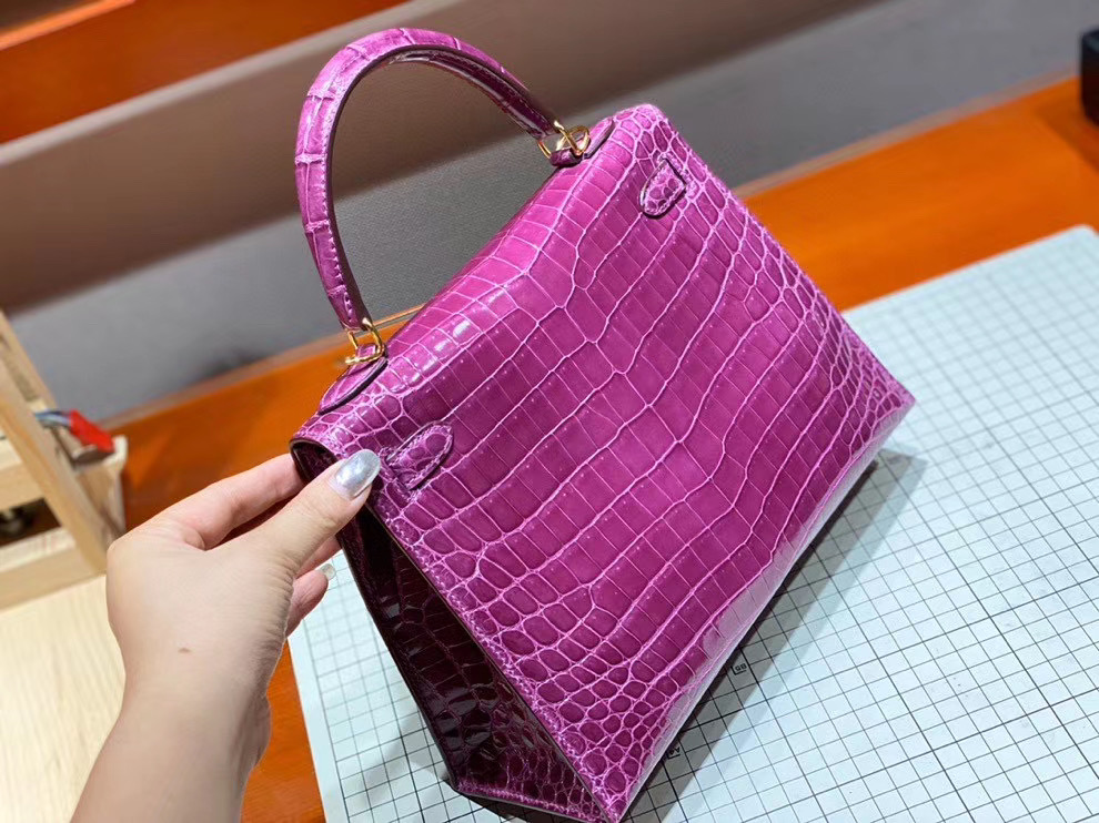 Túi  xách Hermes Kelly da cá sấu may tay 100%