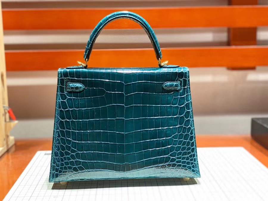 Túi  xách Hermes Kelly da cá sấu may tay 100%