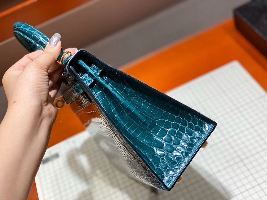 Túi  xách Hermes Kelly da cá sấu may tay 100%