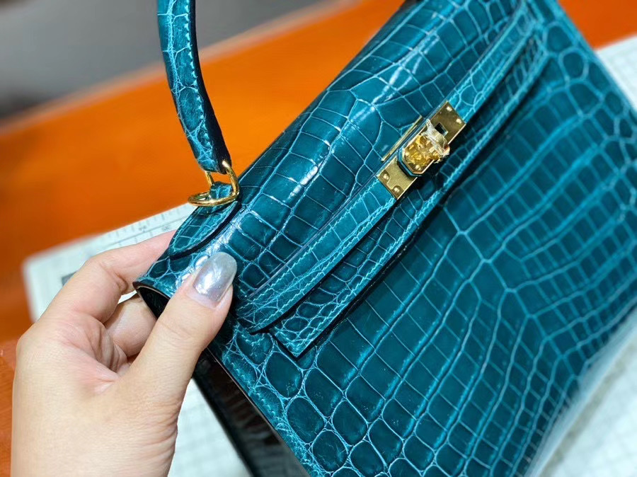 Túi  xách Hermes Kelly da cá sấu may tay 100%