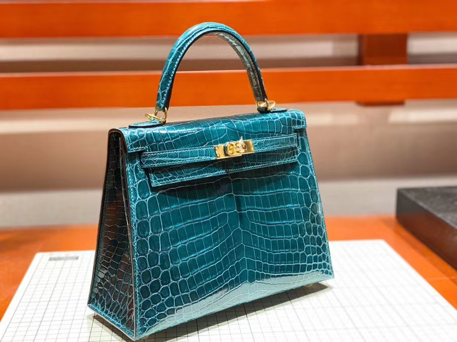 Túi  xách Hermes Kelly da cá sấu may tay 100%