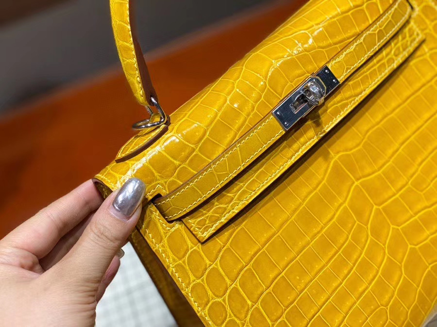 Túi  xách Hermes Kelly da cá sấu may tay 100%