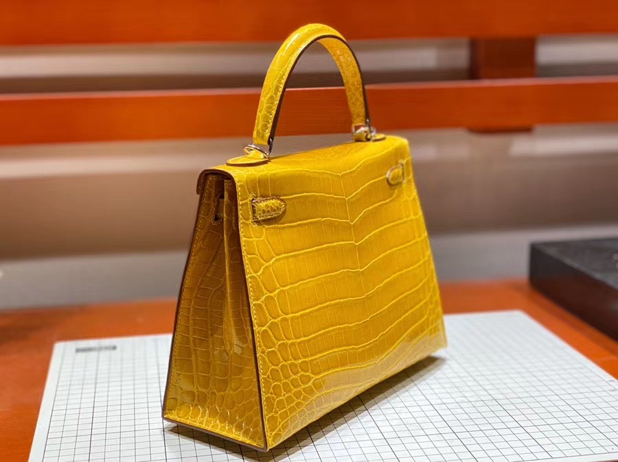 Túi  xách Hermes Kelly da cá sấu may tay 100%