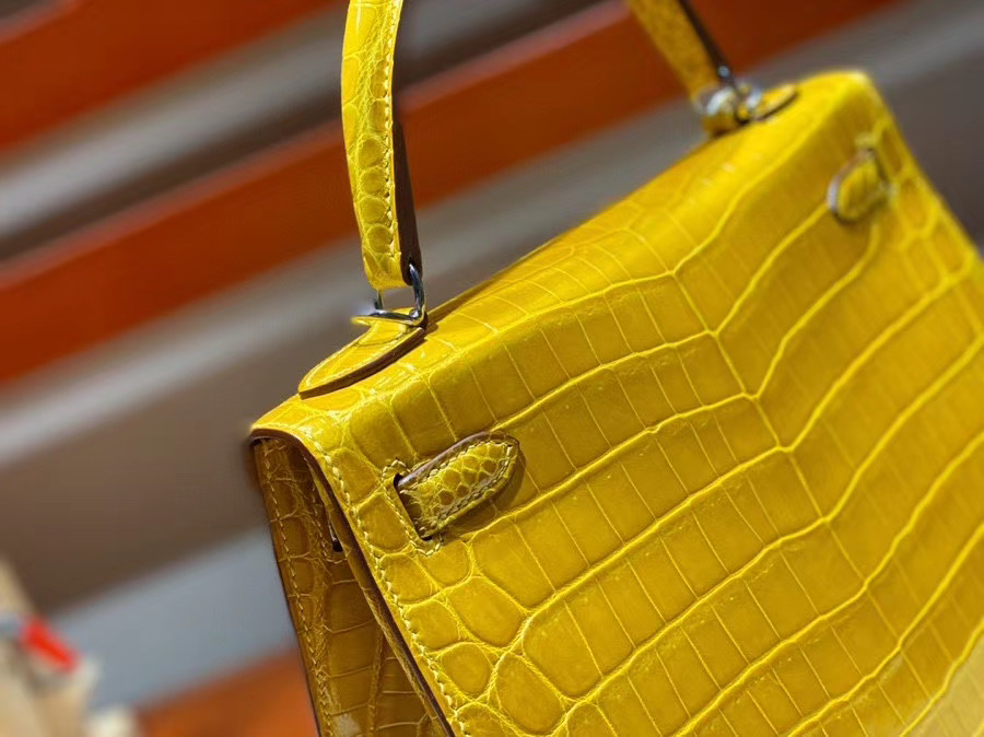 Túi  xách Hermes Kelly da cá sấu may tay 100%