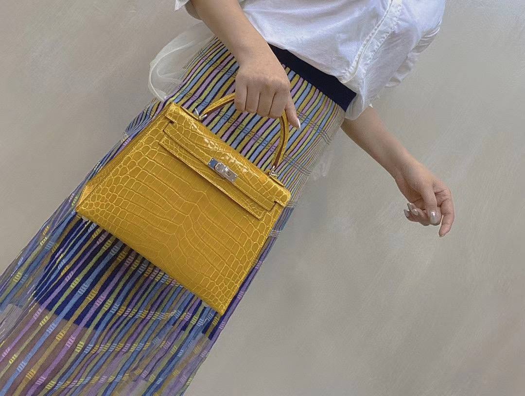 Túi  xách Hermes Kelly da cá sấu may tay 100%