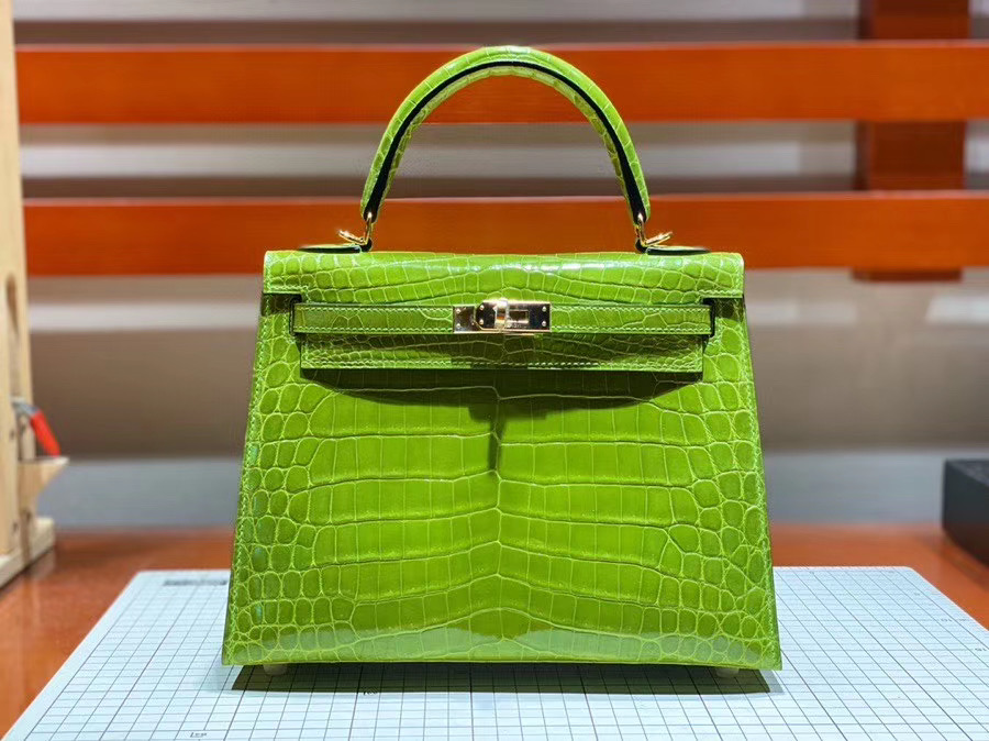 Túi  xách Hermes Kelly da cá sấu may tay 100%