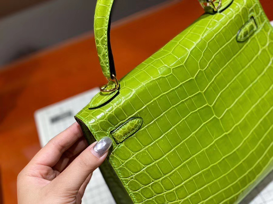 Túi  xách Hermes Kelly da cá sấu may tay 100%