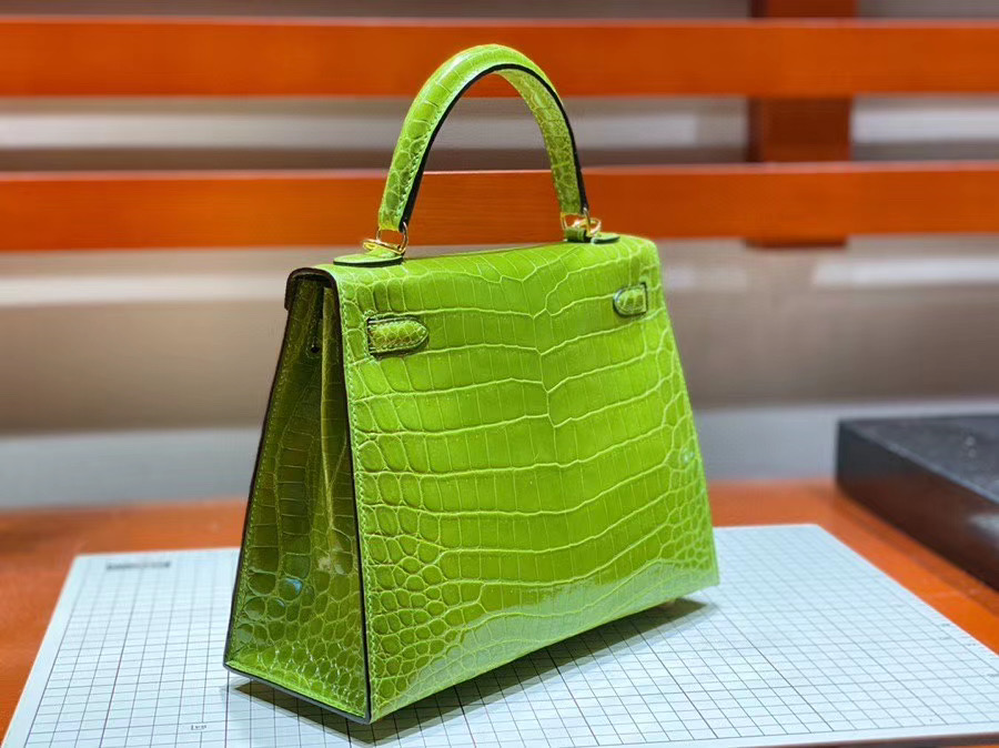 Túi  xách Hermes Kelly da cá sấu may tay 100%