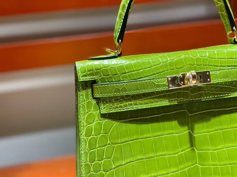 Túi  xách Hermes Kelly da cá sấu may tay 100%