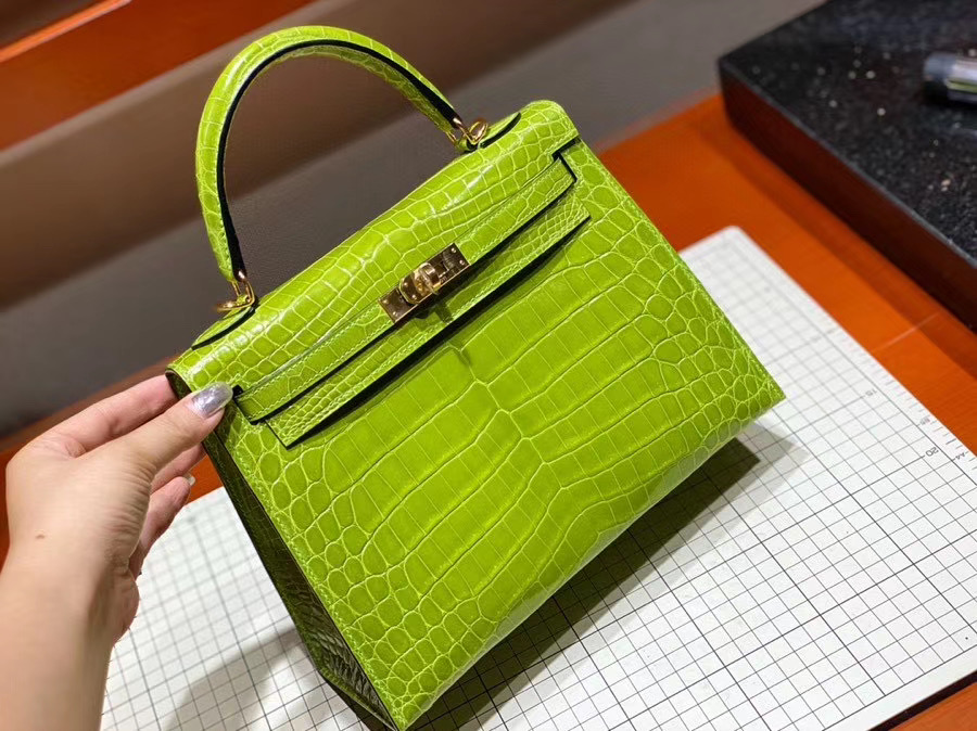 Túi  xách Hermes Kelly da cá sấu may tay 100%