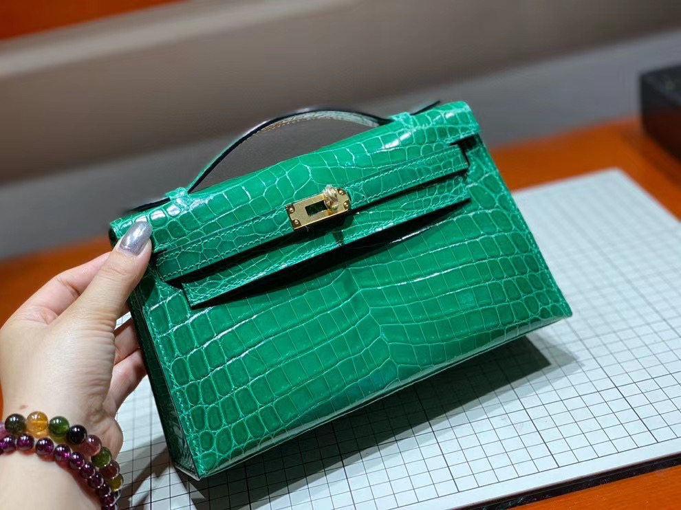 Túi xách Hermes Kelly da cá sấu may tay 100%