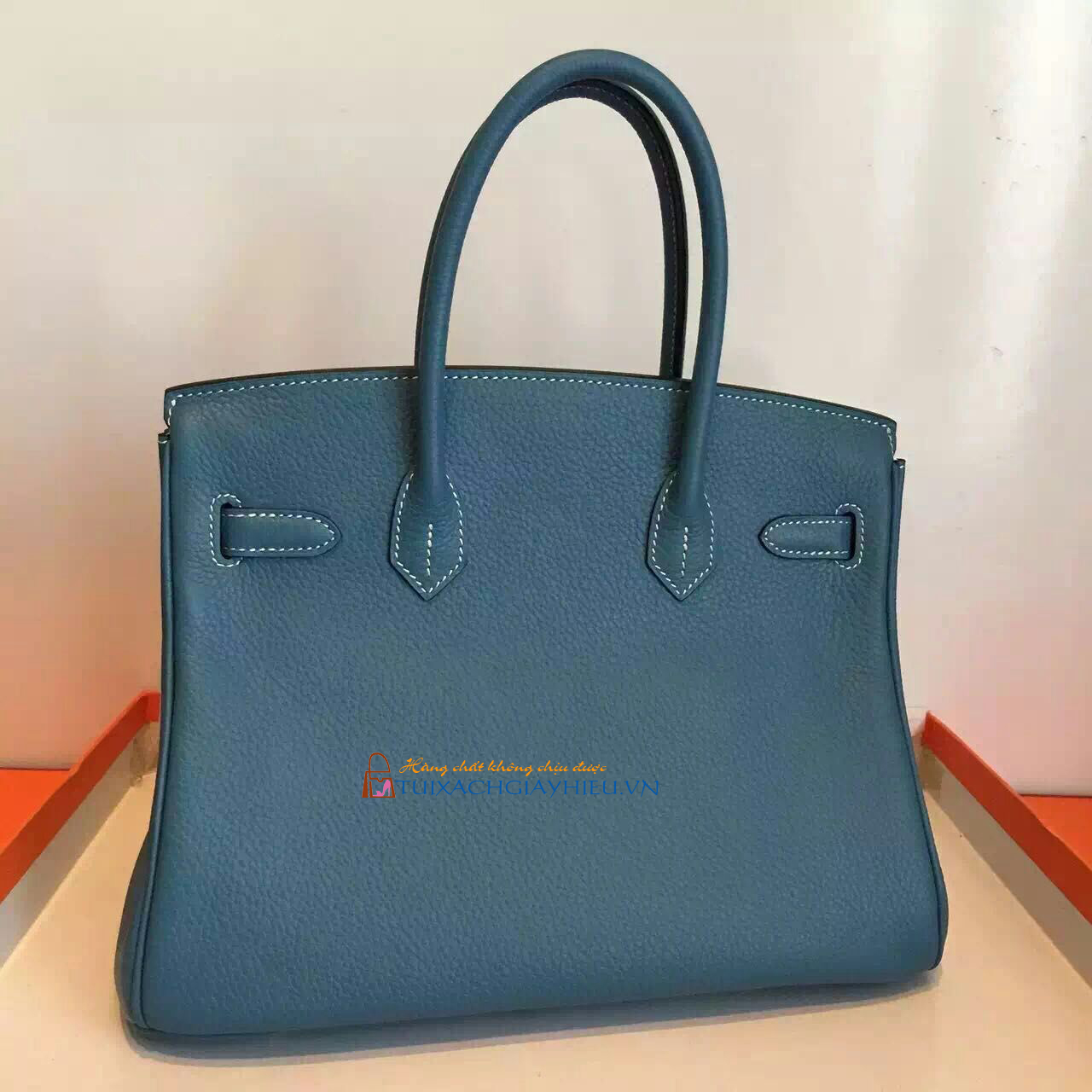 Túi  xách Hermes Birkin may tay 100% size 30 xanh