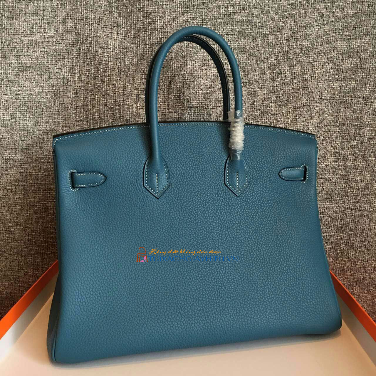 Túi  xách Hermes Birkin may tay 100% size 30 xanh