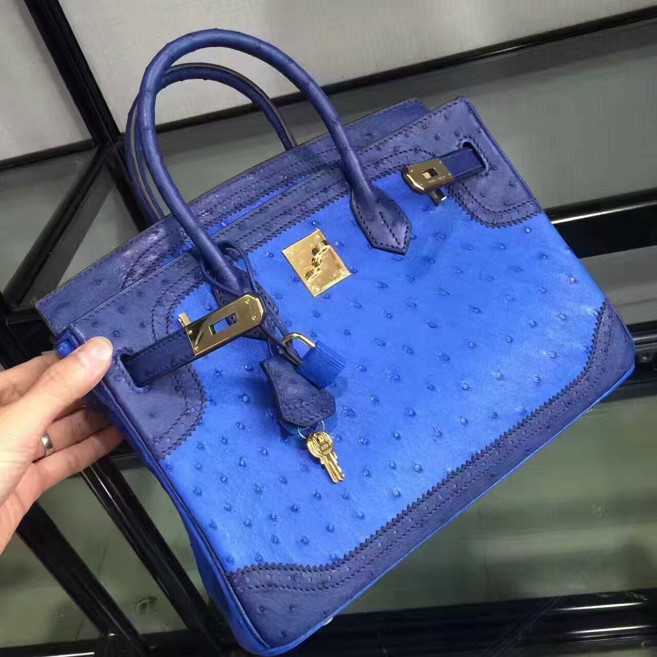 Túi  xách Hermes Birkin may tay 100% size 30 da đà điểu