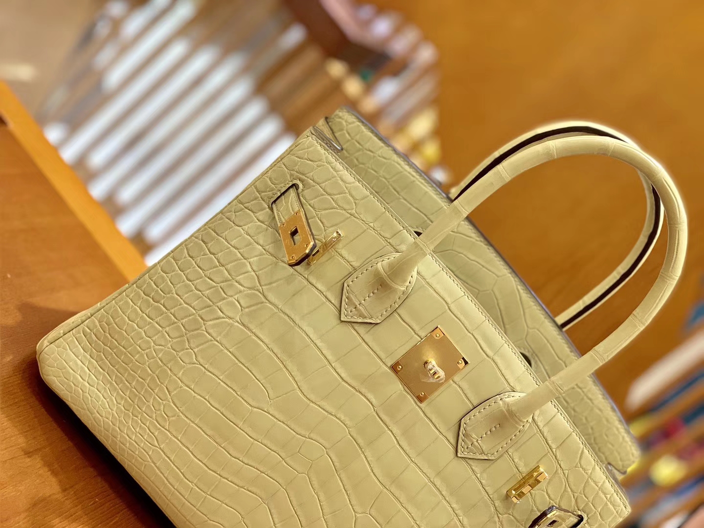 Túi  xách Hermes Birkin da cá sấu  may may 100%